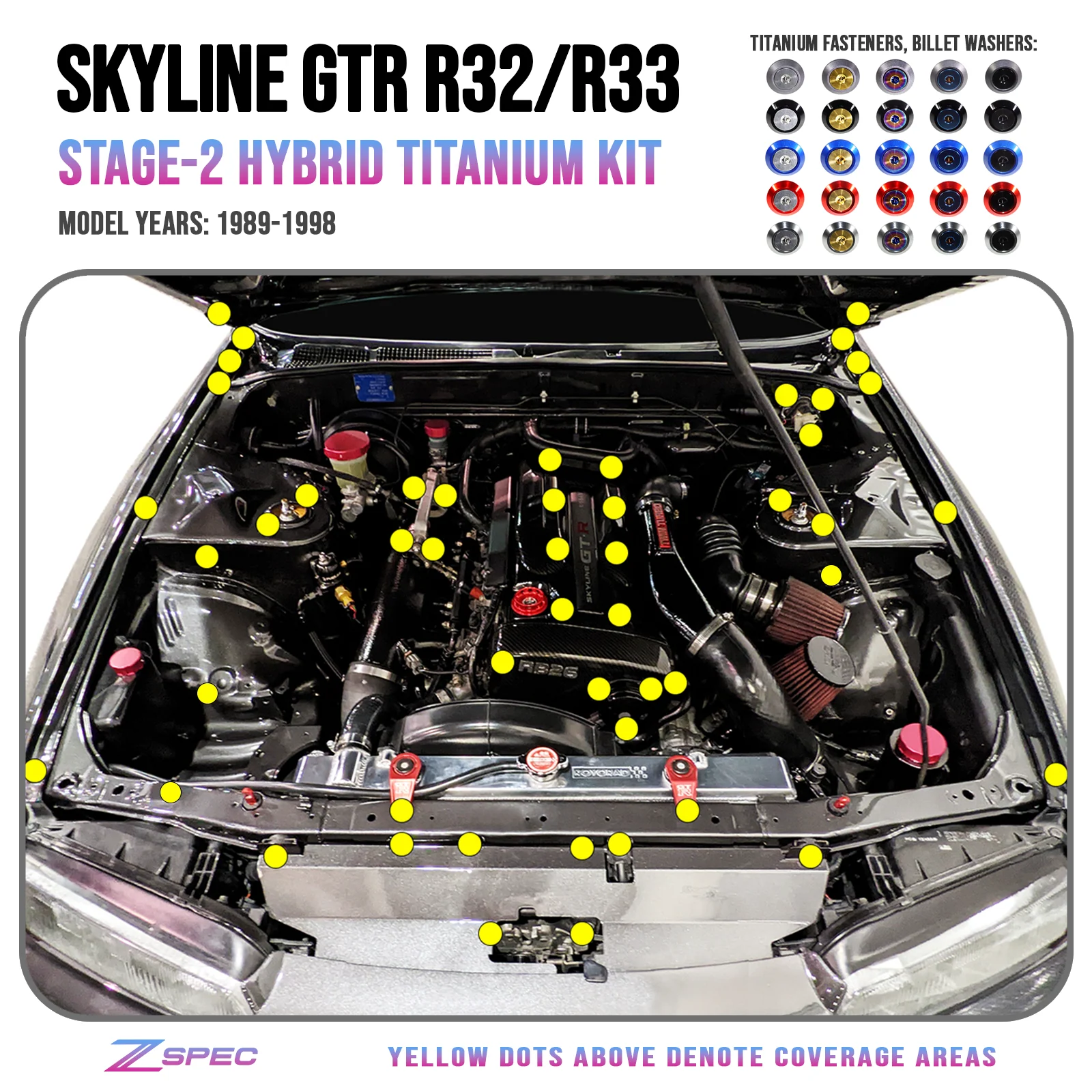 ZSPEC Stage-2 Engine Hardware Kit (Titanium & Billet) Nissan Skyline R32/R33 GTR